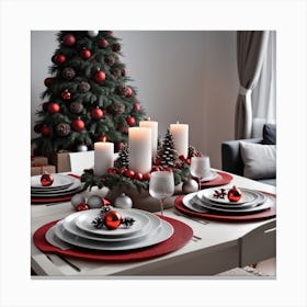 Christmas Table Setting 36 Canvas Print