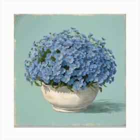 Blue Flowers In A Pot Canvas Print
