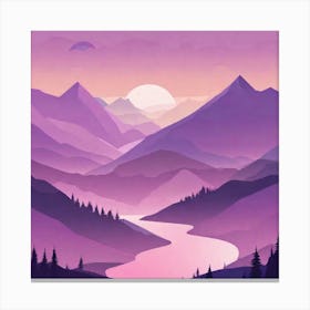 Misty mountains background in purple tone 32 Canvas Print