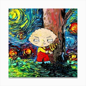 Stewie Family Guy Painting Starry Night Van Gogh Canvas Print