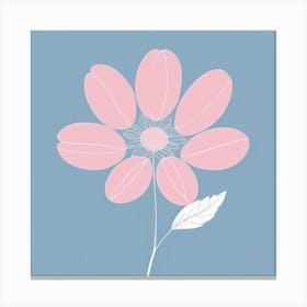 A White And Pink Flower In Minimalist Style Square Composition 29 Canvas Print