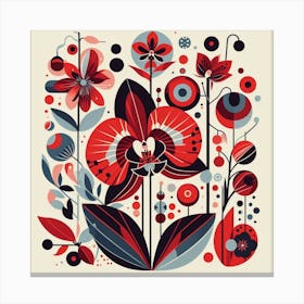 Scandinavian style, Red orchid sprig Canvas Print