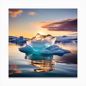 Iceberg At Sunset 2 Canvas Print