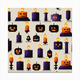 Halloween Pixel Pattern Canvas Print