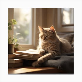 Cat On A Window Sill Canvas Print