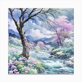 Sakura River Canvas Print