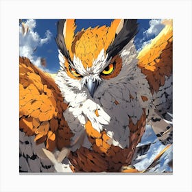 Aggressive Anime Owl Artwork Painting 6 Toile