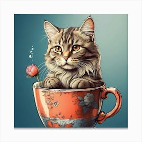 Cat In A Teacup Canvas Print