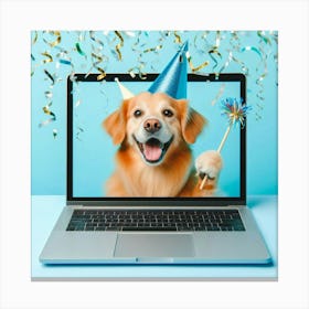 Birthday Dog With Confetti Canvas Print