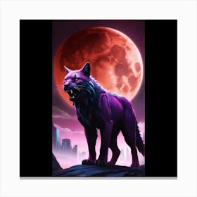 Purple Cat in Moonlight 1 Canvas Print