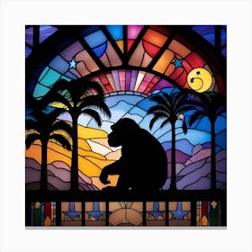 Monkey, chimpanzee, stained glass, rainbow colors Canvas Print