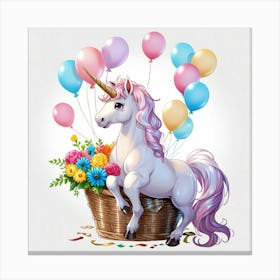 Unicorn With Balloons Canvas Print