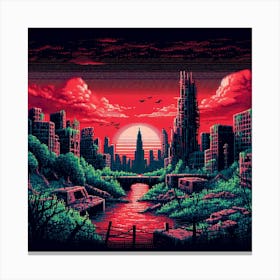 8-bit post-apocalyptic city ruins 2 Canvas Print