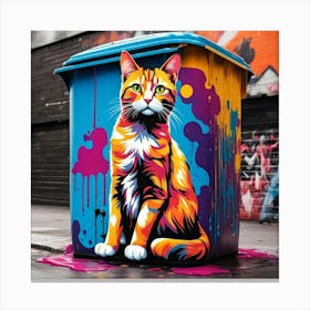 Cat In A Trash Can Canvas Print