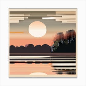 Sun Fading Over The Lake Canvas Print