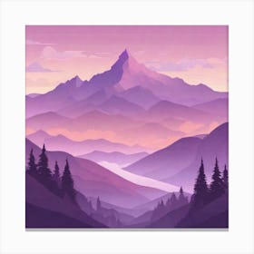 Misty mountains background in purple tone 49 Canvas Print