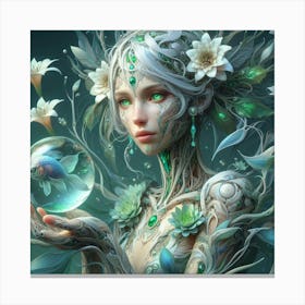 Flora And Fauna Girl Canvas Print