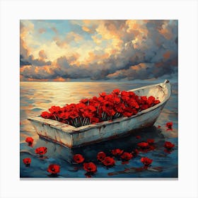 Poppies In A Boat 1 Canvas Print