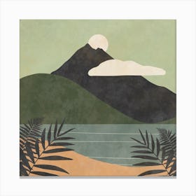 Landscape With Mountains And Palm Trees Canvas Print