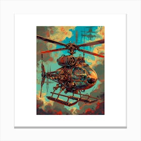 Retro Steampunk Helicopter Canvas Print