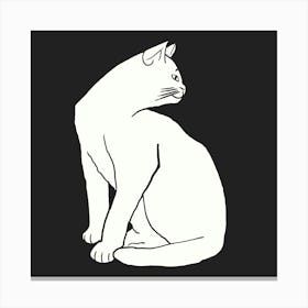 White Cat On Black Canvas Print