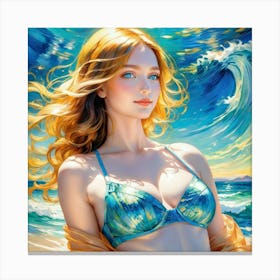 Beautiful Woman On The Beach ghj Canvas Print