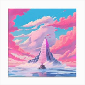 Pink Tower In The Sky Canvas Print