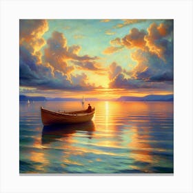 Sunset In A Boat 1 Canvas Print