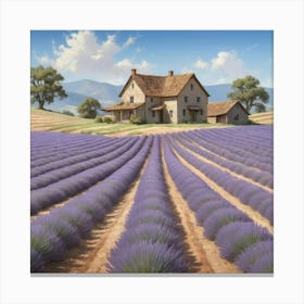 Lavender Field paintings art print 2 Canvas Print