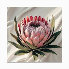 A Breathtakingly Detailed, Ultra High Resolution Digital Illustration Of A Majestic Protea Flower, Rendered In Vibrant, Lifelike Colors, With Intricate Textures And Delicate Petals That Appear Soft To The Touch 1 Canvas Print