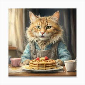 Cat With Waffles 2 Canvas Print