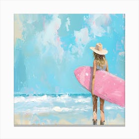 Girl With Surfboard Canvas Print