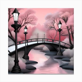 Bridge In The Park Landscape 9 Canvas Print