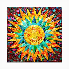 Mosaic Sun A Sun Created From A Mosaic Of Small Tiles 16 Canvas Print