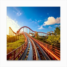 Firefly Thrilling Roller Coaster Ride On A Sunny Adventure Day 38319 Canvas Print