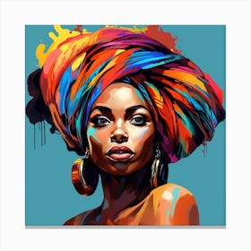 African Woman With Colorful Turban Canvas Print