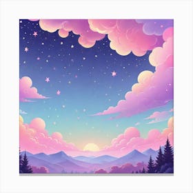 Sky With Twinkling Stars In Pastel Colors Square Composition 275 Canvas Print