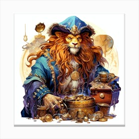 Lion and treasure Canvas Print