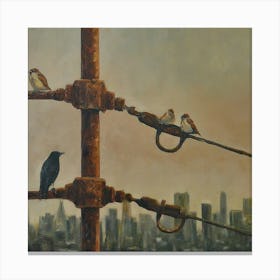 Birds On Wires Canvas Print