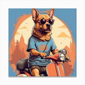Dog On A Moped Canvas Print