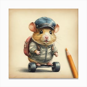 Mouse On A Skateboard Canvas Print