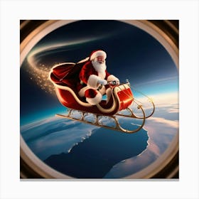 A Breathtaking Cinematic Keyframe Depicting Santa Clause Flying Over Planet Earth Canvas Print