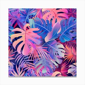 Tropical Leaves Seamless Pattern 13 Canvas Print