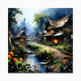 Village In The Forest 1 Canvas Print