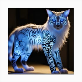An Otherworldly Feline Species With Fur Covered In Strange Luminescent Patterns That Seem To Shimmer And Change As The Creature Moves Cr Canvas Print