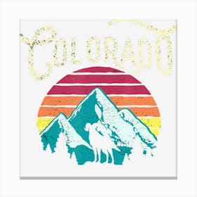 Retro Colorado Co Mountains Wildlife Bighorn Sheep Canvas Print