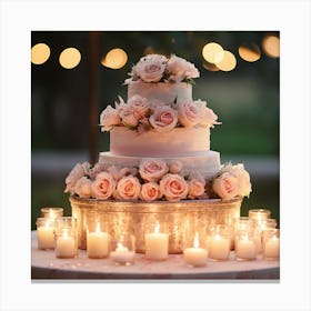 Wedding Cake With Candles Canvas Print
