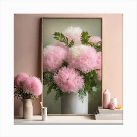 Pink Flowers In A Vase Canvas Print