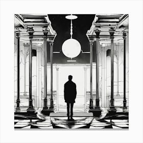 Man Standing In A Hallway Canvas Print