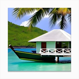 Boat Docked In The Water Canvas Print